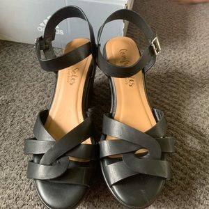 New Comfy Soles by Bamboo. Black heel sandals